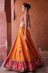 Shop_Kapda Dori_Rust Silk, Organza Beads, Sequins, Cut Work Orange And Magenta Pink Lehenga Set _Online_at_Aza_Fashions