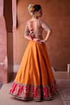 Kapda Dori_Rust Silk, Organza Beads, Sequins, Cut Work Orange And Magenta Pink Lehenga Set _Online_at_Aza_Fashions
