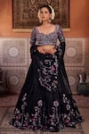 Buy_Kapda Dori_Black Beads, Sequins, Pearls Sweetheart Neck Embroidered Lehenga Set _at_Aza_Fashions