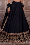 Kapda Dori_Black Georgette Sequins, Crystals, Pearls V-neck Upada Silk Lehenga Set _Online_at_Aza_Fashions