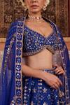 Kapda Dori_Blue Silk, Net Mirrors, Sequins, Gota Patti Round Neck Royal Work Lehenga Set _Online_at_Aza_Fashions