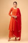Buy Naintara Bajaj Orange Chiffon Round Neck Embroidered Bandhani Anarkali Set at Aza Fashions Buy_Naintara Bajaj_Orange Chiffon Round Neck Embroidered Bandhani Anarkali Set _at_Aza_Fashions