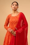 Buy Naintara Bajaj Orange Chiffon Round Neck Embroidered Bandhani Anarkali Set Online at Aza Fashions Buy_Naintara Bajaj_Orange Chiffon Round Neck Embroidered Bandhani Anarkali Set _Online_at_Aza_Fashions