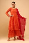 Buy Naintara Bajaj Orange Chiffon Round Neck Embroidered Bandhani Anarkali Set Buy_Naintara Bajaj_Orange Chiffon Round Neck Embroidered Bandhani Anarkali Set