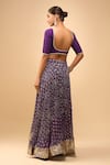 Shop_Naintara Bajaj_Purple Georgette, Chiffon Zari V-neck Bandhani Lehenga Set _at_Aza_Fashions