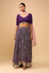 Naintara Bajaj_Purple Georgette, Chiffon Zari V-neck Bandhani Lehenga Set _at_Aza_Fashions