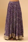 Buy_Naintara Bajaj_Purple Georgette, Chiffon Zari V-neck Bandhani Lehenga Set 