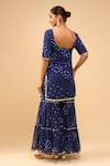 Shop_Samyukta Singhania_Blue Chiffon Embroidery, Sequins Round Midnight Sharara Kurta And Dupatta Set _at_Aza_Fashions