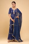 Buy_Samyukta Singhania_Blue Chiffon Embroidery, Sequins Round Midnight Sharara Kurta And Dupatta Set _at_Aza_Fashions
