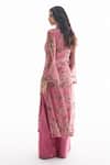 Ridhima Bhasin_Pink Georgette, Chanderi Embroidery Round Neck Veda Kurta Set _Online_at_Aza_Fashions