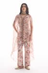 Buy_Ridhima Bhasin_Off White Georgette, Rayon V-neck Zia High-low Kurta Set _at_Aza_Fashions