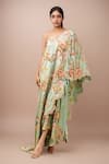 Buy_Anamika Khanna_Blue Embroidery, Sequins Asymmetric Draped Skirt Set _at_Aza_Fashions
