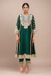 Buy_Sheetal Batra_Emerald Green Embroidery Round Neck Choga With Salwar _at_Aza_Fashions