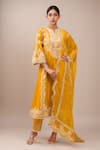Buy_Sheetal Batra_Yellow Embroidery Round Neck Mustard Choga With Salwar Set _at_Aza_Fashions