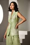 Shop_Label Deepika Nagpal_Green Cotton, Linen Embroidery Bronte Co-ord Set _Online_at_Aza_Fashions