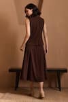 Shop_Label Deepika Nagpal_Brown Crepe Round Neck Connecticut Co-ord Set _at_Aza_Fashions