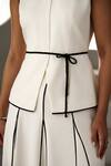 Label Deepika Nagpal_Ivory Crepe High Neck Loretta Co-ord Set _Online_at_Aza_Fashions