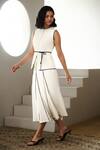 Shop_Label Deepika Nagpal_Ivory Crepe High Neck Loretta Co-ord Set _Online_at_Aza_Fashions