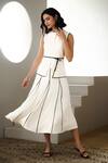 Buy_Label Deepika Nagpal_Ivory Crepe High Neck Loretta Co-ord Set _at_Aza_Fashions