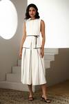 Shop_Label Deepika Nagpal_Ivory Crepe High Neck Loretta Co-ord Set 