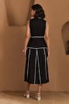Shop_Label Deepika Nagpal_Black Cotton, Linen Round Neck Loretta Co-ord Set _at_Aza_Fashions