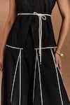 Label Deepika Nagpal_Black Cotton, Linen Round Neck Loretta Co-ord Set _Online_at_Aza_Fashions