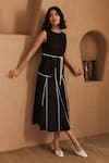 Buy_Label Deepika Nagpal_Black Cotton, Linen Round Neck Loretta Co-ord Set _Online_at_Aza_Fashions