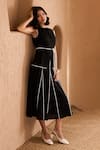Buy_Label Deepika Nagpal_Black Cotton, Linen Round Neck Loretta Co-ord Set 