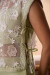 Shop_Label Deepika Nagpal_Green Cotton, Linen Lace Round , Square Matcha Co-ord Set 