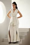 Buy_Label Deepika Nagpal_Ivory Crepe Riviera Co-ord Set _at_Aza_Fashions