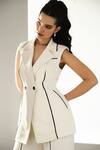 Label Deepika Nagpal_Ivory Crepe Riviera Co-ord Set _Online_at_Aza_Fashions