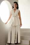 Buy_Label Deepika Nagpal_Ivory Crepe Riviera Co-ord Set _Online_at_Aza_Fashions