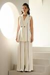 Shop_Label Deepika Nagpal_Ivory Crepe Riviera Co-ord Set _Online_at_Aza_Fashions