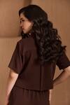 Buy_Label Deepika Nagpal_Brown Crepe Collared Juliette Co-ord Set _Online_at_Aza_Fashions