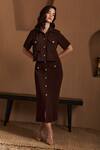 Buy_Label Deepika Nagpal_Brown Crepe Collared Juliette Co-ord Set _at_Aza_Fashions