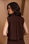 Shop_Label Deepika Nagpal_Brown Crepe Collared Juliana Co-ord Set _at_Aza_Fashions