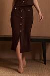 Buy_Label Deepika Nagpal_Brown Crepe Collared Juliana Co-ord Set _Online_at_Aza_Fashions