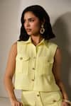Shop_Label Deepika Nagpal_Yellow Crepe Collared Butter Juliana Co-ord Set _Online_at_Aza_Fashions