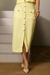 Label Deepika Nagpal_Yellow Crepe Collared Butter Juliana Co-ord Set _at_Aza_Fashions