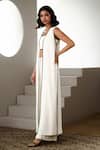 Label Deepika Nagpal_Ivory Crepe High , Round Arya Co-ord Set _at_Aza_Fashions