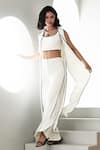 Label Deepika Nagpal_Ivory Crepe High , Round Arya Co-ord Set _Online