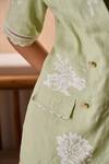 Buy_Label Deepika Nagpal_Green Cotton, Linen Embroidery Matcha Co-ord Set _Online_at_Aza_Fashions