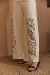 Label Deepika Nagpal_Beige Cotton, Linen Embroidery Collared Beatrice Co-ord Set _Online_at_Aza_Fashions