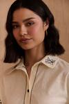 Shop_Label Deepika Nagpal_Beige Cotton, Linen Embroidery Collared Beatrice Co-ord Set _Online_at_Aza_Fashions