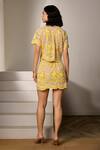 Shop_Label Deepika Nagpal_Yellow Mesh Embroidery Collared Chloe Co-ord Set _at_Aza_Fashions