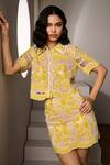 Buy_Label Deepika Nagpal_Yellow Mesh Embroidery Collared Chloe Co-ord Set 