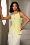 Shop_Label Deepika Nagpal_Yellow Crepe Round Neck Esme Co-ord Set _Online_at_Aza_Fashions