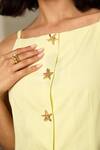 Label Deepika Nagpal_Yellow Crepe Square Neck Butter Caitlin Co-ord Set _Online_at_Aza_Fashions