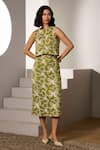 Buy_Label Deepika Nagpal_Green Mesh Embroidery Round Neck Kaia Co-ord Set _at_Aza_Fashions