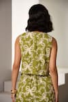 Label Deepika Nagpal_Green Mesh Embroidery Round Neck Kaia Co-ord Set _at_Aza_Fashions